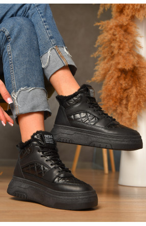 Ботинки женские зимние черного цвета 2024-6-1 207449C Ботинки женские зимние черного цвета 2024-6-1 207449C