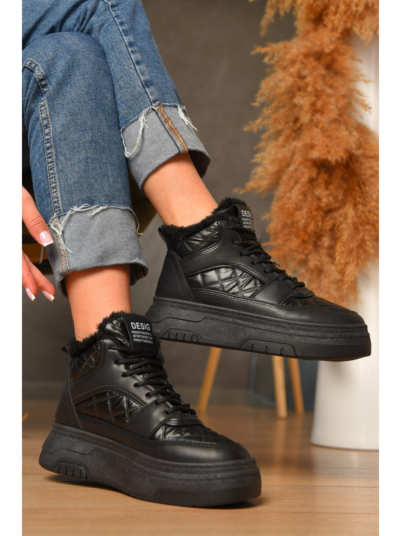 Ботинки женские зимние черного цвета 2024-6-1 207449C
