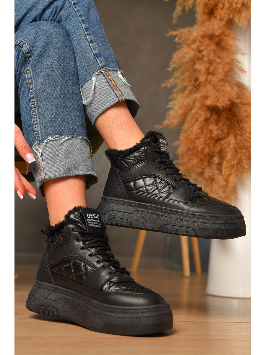 Ботинки женские зимние черного цвета 2024-6-1 207449C