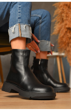 Ботинки женские демисезонные черного цвета на флисе 319 207463C Ботинки женские демисезонные черного цвета на флисе 319 207463C