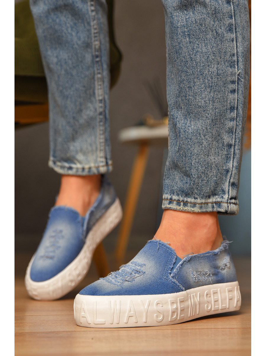 Мокасини жіночі джинсові блакитного кольору 7-17в 207472C