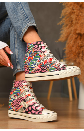 Кеди-снікерси жіночі рожевого кольору на шнурівці текстиль 15290-6 207474C Кеди-снікерси жіночі рожевого кольору на шнурівці текстиль 15290-6 207474C