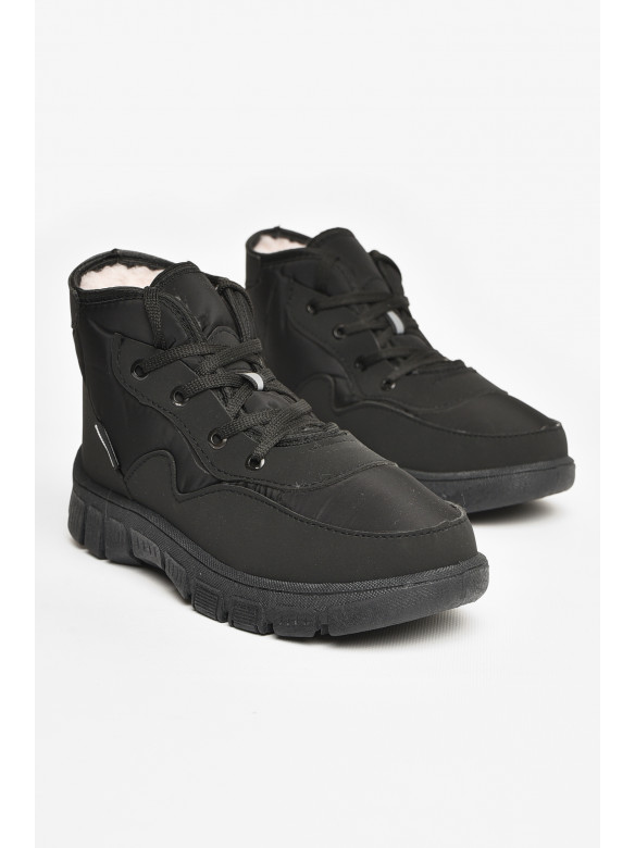 Черевики підліткові зима чорного кольору на шнурівці 207495C
