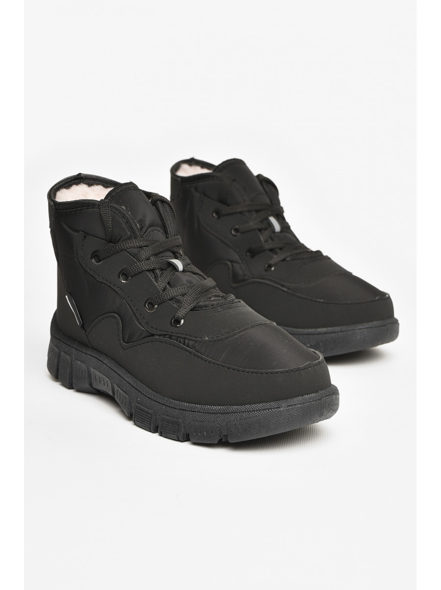 Черевики підліткові зима чорного кольору на шнурівці 207495C
