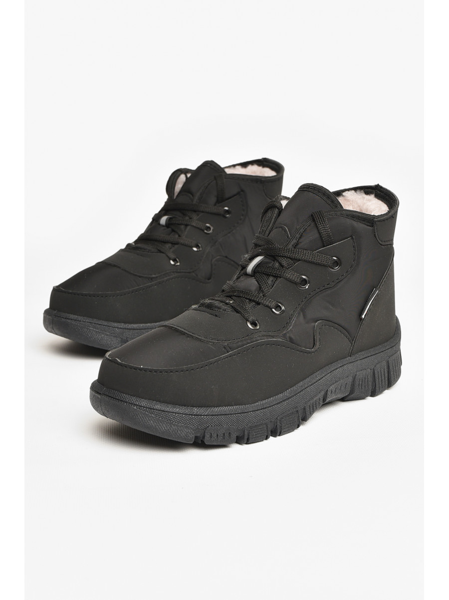 Черевики підліткові зима чорного кольору на шнурівці 207495C
