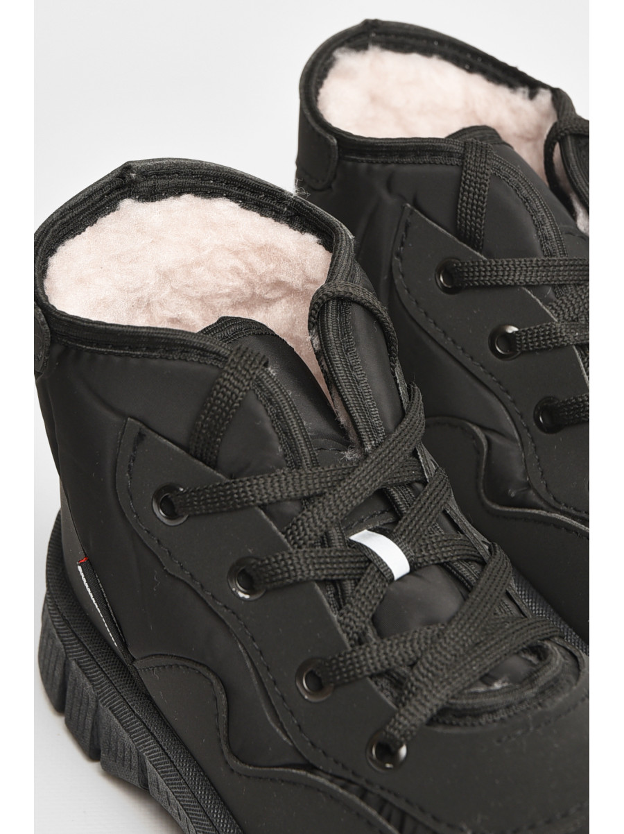 Черевики підліткові зима чорного кольору на шнурівці 207495C