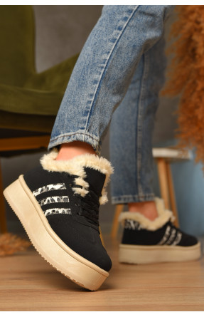 Кроссовки женские черного цвета на меху HY-37 207502C Кроссовки женские черного цвета на меху HY-37 207502C