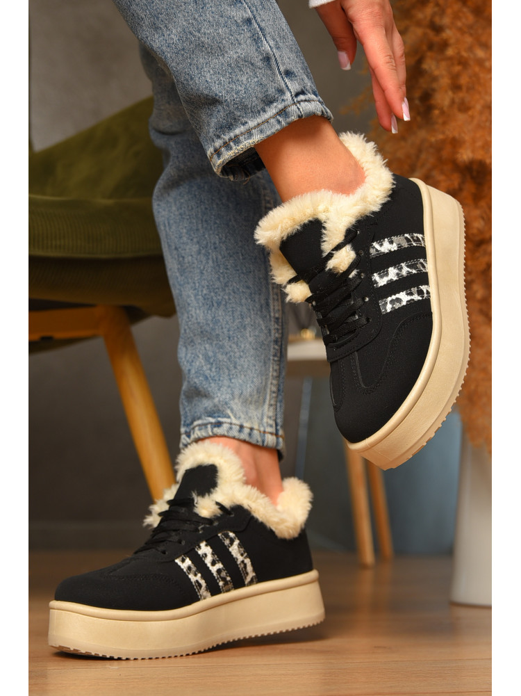 Кроссовки женские черного цвета на меху HY-37 207502C