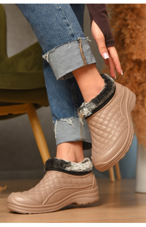 Галоши женские на меху коричневого цвета Б-03 207518C Галоши женские на меху коричневого цвета Б-03 207518C