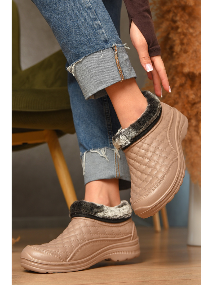 Галоши женские на меху коричневого цвета Б-03 207518C