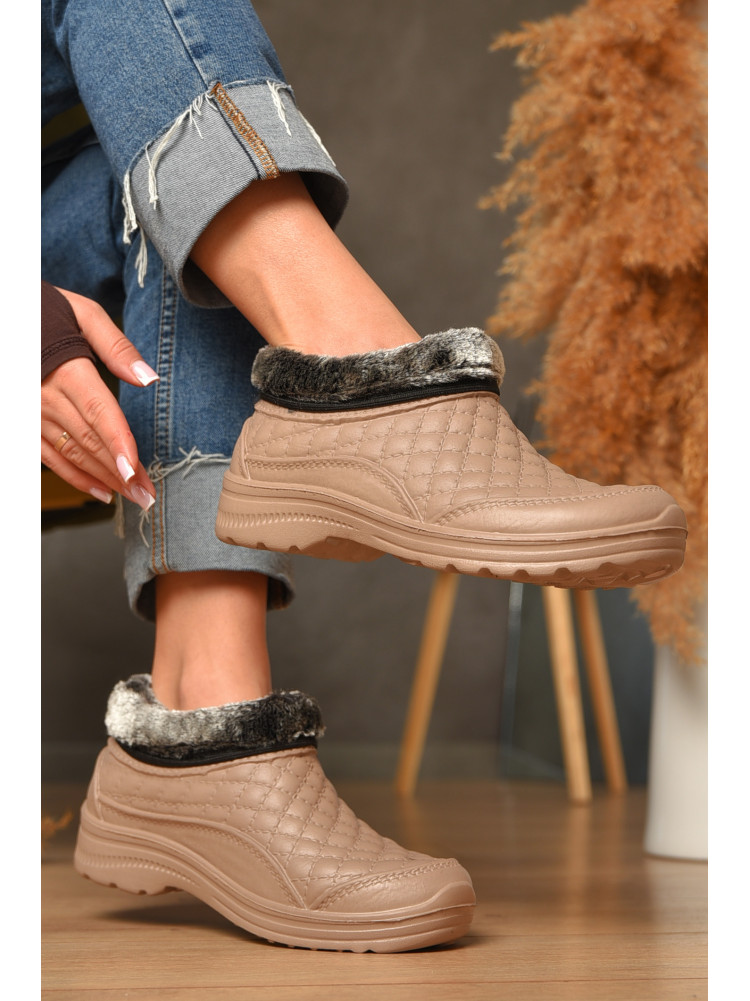 Галоши женские на меху коричневого цвета Б-03 207518C