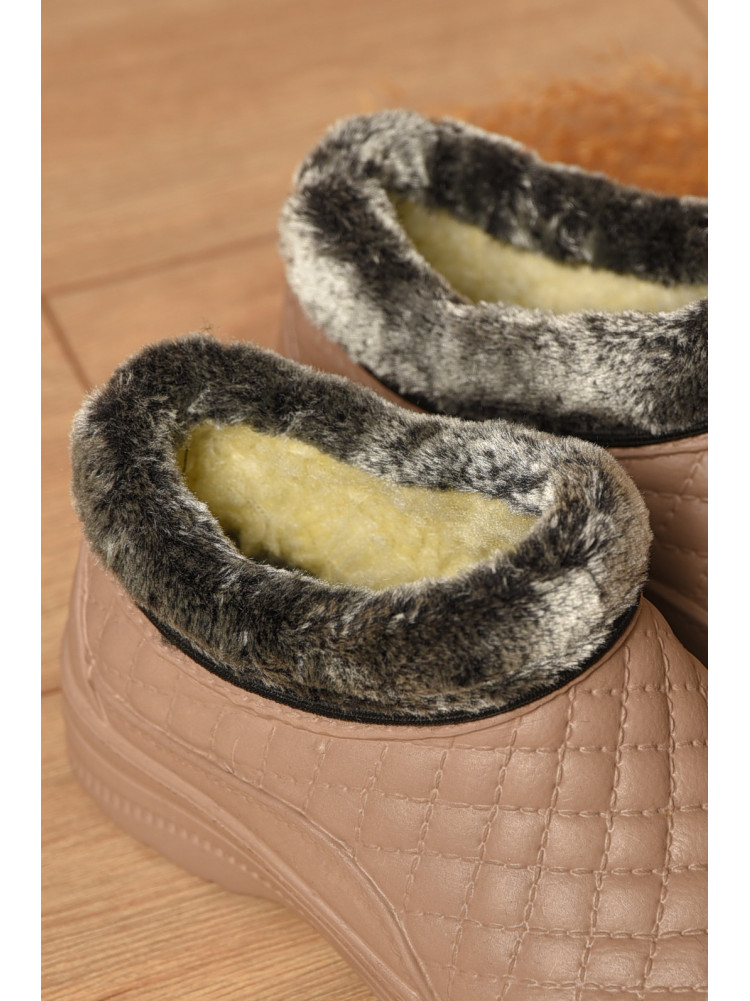 Галоши женские на меху коричневого цвета Б-03 207518C