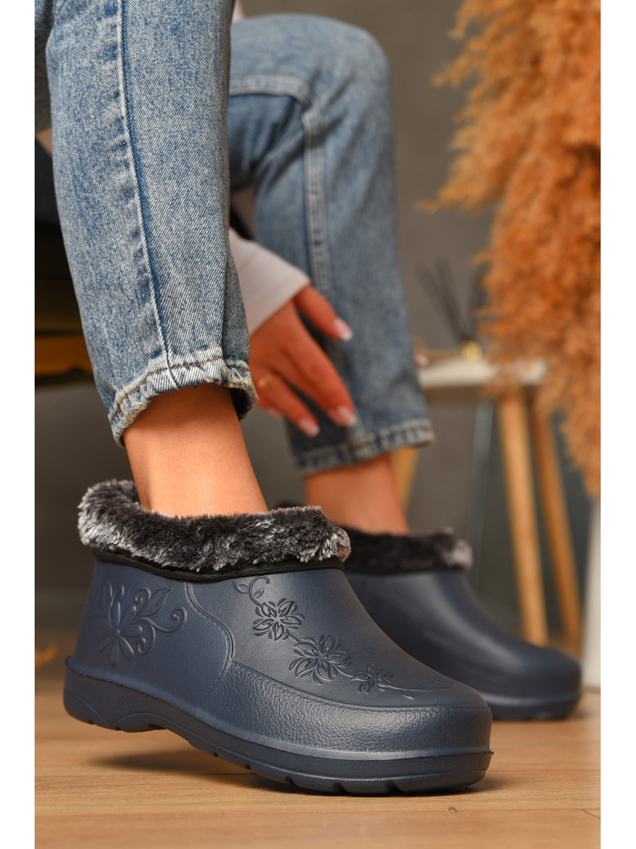 Галоши женские на меху синего цвета Payas квітка 207519C