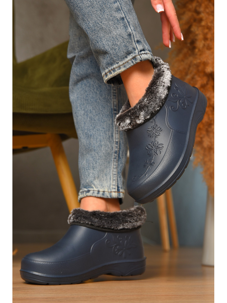 Галоши женские на меху синего цвета Payas квітка 207519C
