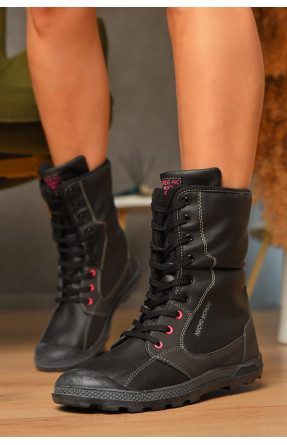 Кеди жіночі високі чорного кольору на шнурівці 5291-3 207530C Кеди жіночі високі чорного кольору на шнурівці 5291-3 207530C