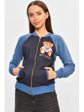 Кофта подростковая для девочки тёмно-синего цвета с принтом 207541C
