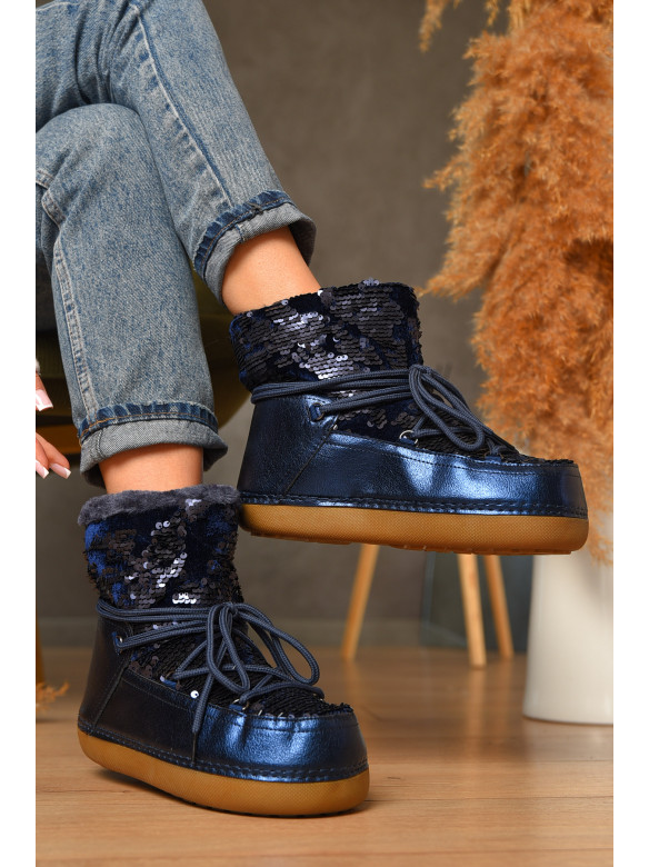 Уггі жіночі на хутрі синього кольору TBL-3 207569C