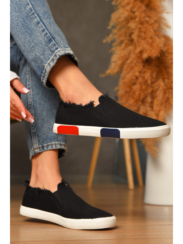 Мокасини жіночі чорного кольору текстиль bl-65 207579C