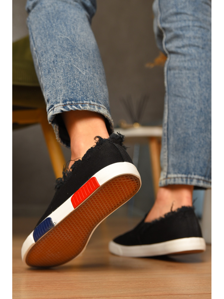 Мокасини жіночі чорного кольору текстиль bl-65 207579C