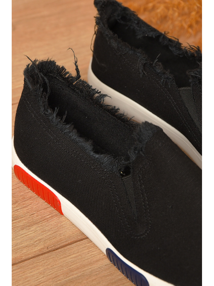 Мокасини жіночі чорного кольору текстиль bl-65 207579C