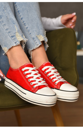 Кеди жіночі червоного кольору на шнурівці текстиль 01 асорти 207581C Кеди жіночі червоного кольору на шнурівці текстиль 01 асорти 207581C