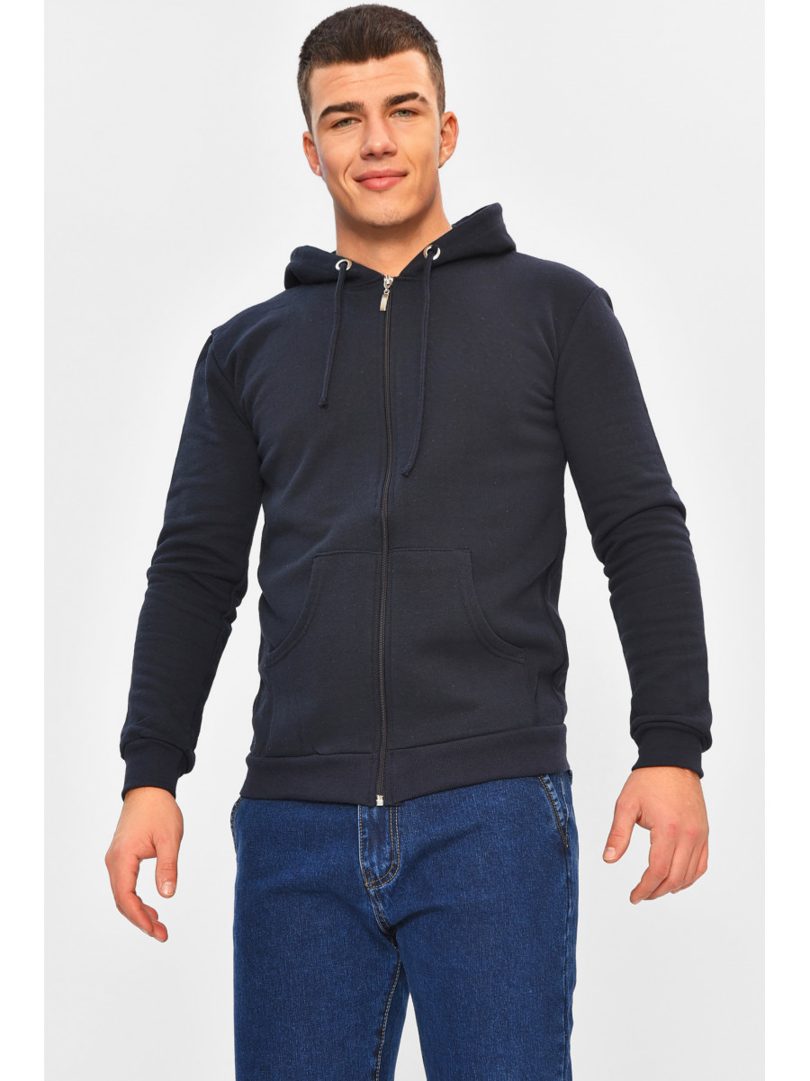 Кофта чоловіча однотонна на флісі синього кольору 207600C