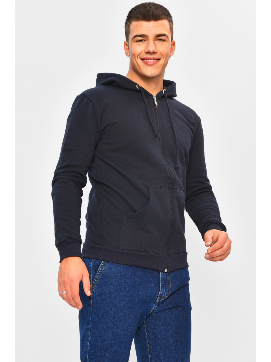 Кофта чоловіча однотонна на флісі синього кольору 207600C