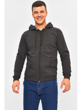 Кофта чоловіча однотонна на флісі темно-сірого кольору 207602C Кофта чоловіча однотонна на флісі темно-сірого кольору 207602C