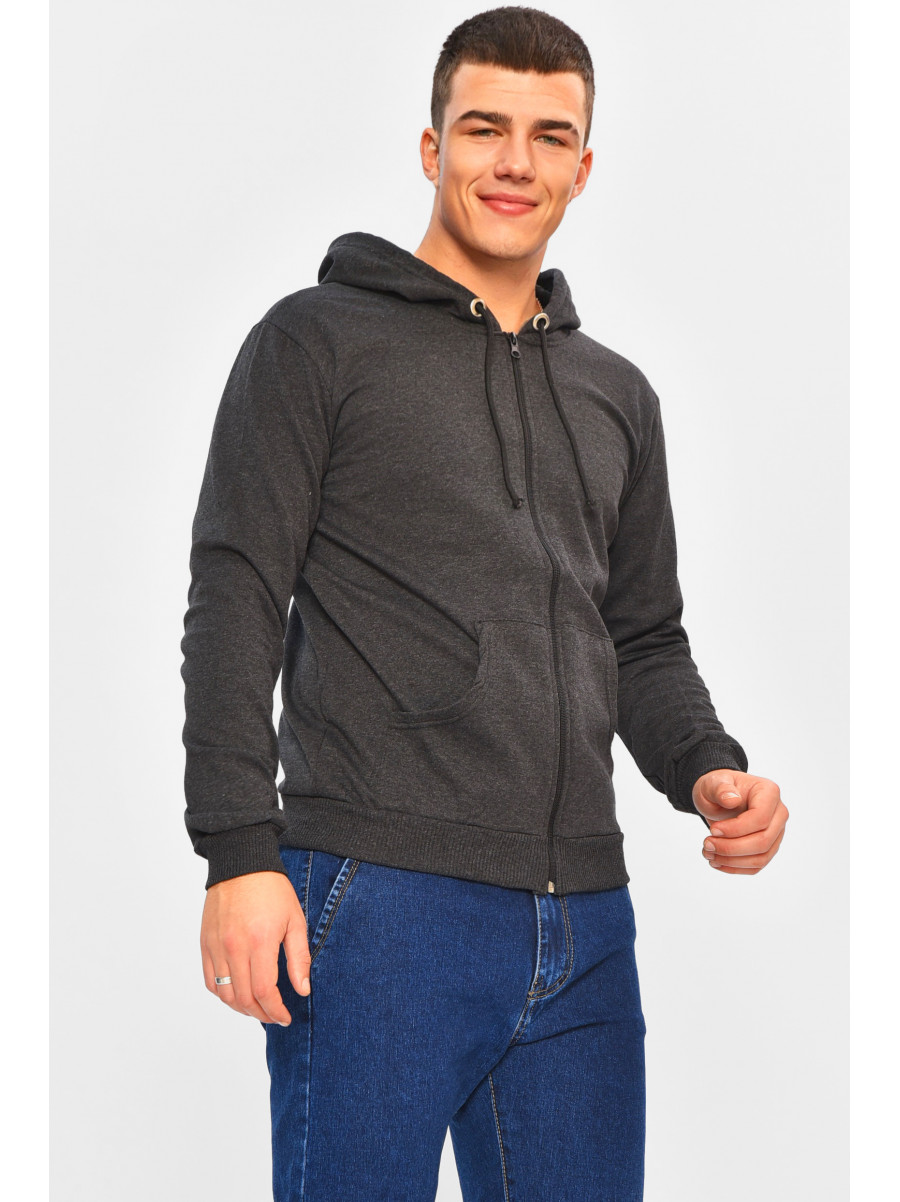 Кофта чоловіча однотонна на флісі темно-сірого кольору 207602C