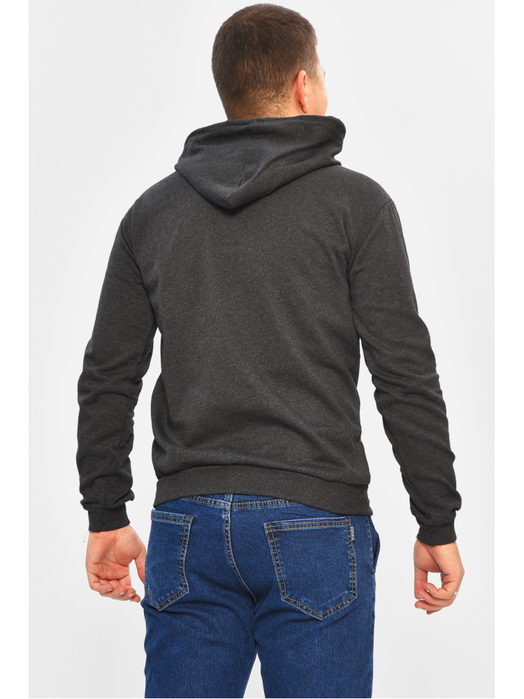 Кофта чоловіча однотонна на флісі темно-сірого кольору 207602C