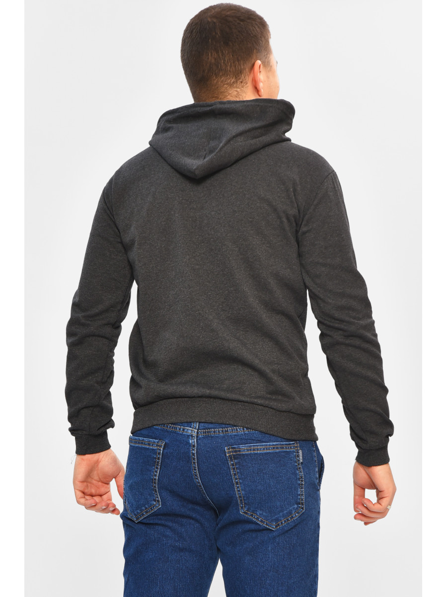 Кофта чоловіча однотонна на флісі темно-сірого кольору 207602C