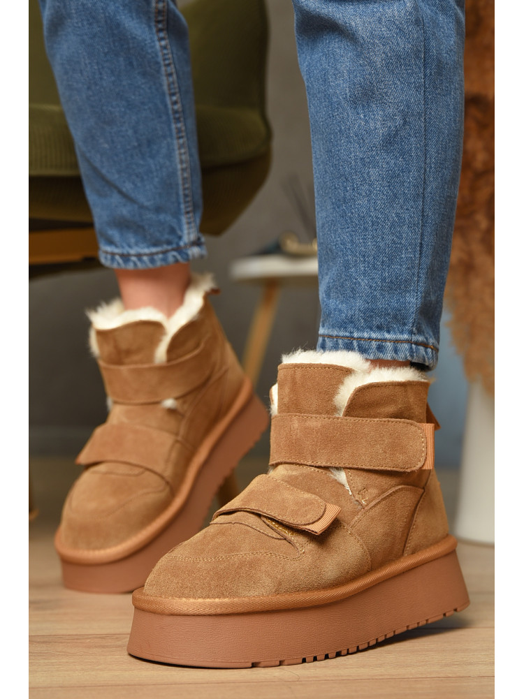 Уггі жіночі на хутрі пісочного кольору К-23 207605C