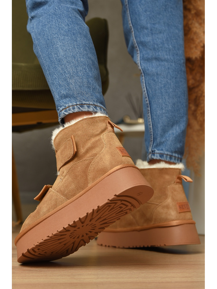 Уггі жіночі на хутрі пісочного кольору К-23 207605C