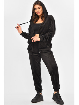 Спортивний костюм жіночий напівбатальний чорного кольору 207609C Спортивний костюм жіночий напівбатальний чорного кольору 207609C