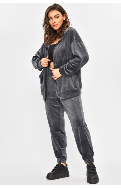 Спортивный костюм женский полубатальный серого цвета 207616C