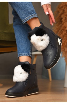 Ботинки женские зимние темно-синего цвета 8553-2 207621C