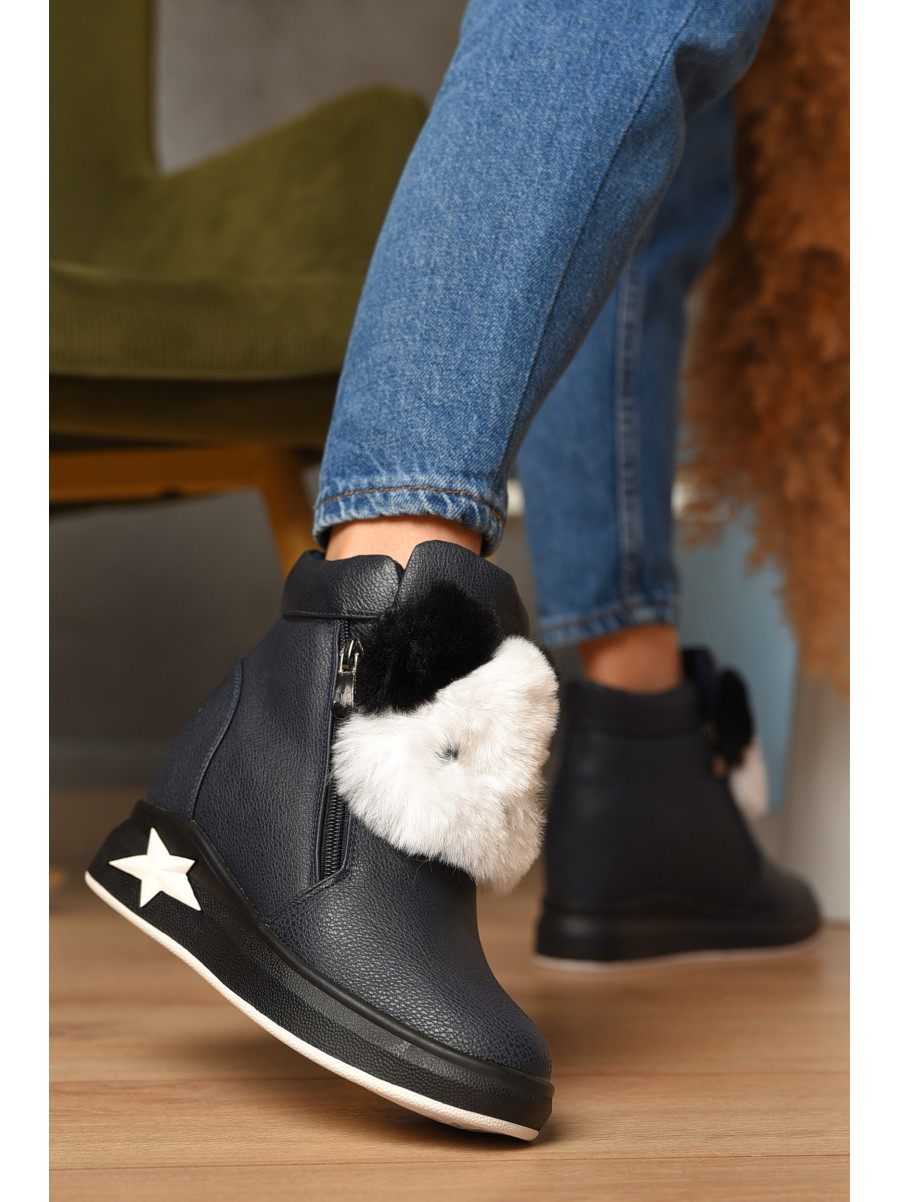 Ботинки женские зимние темно-синего цвета 8553-2 207621C