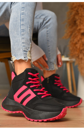 Ботинки женские зимниее черно-розового цвета х553-8 207631C