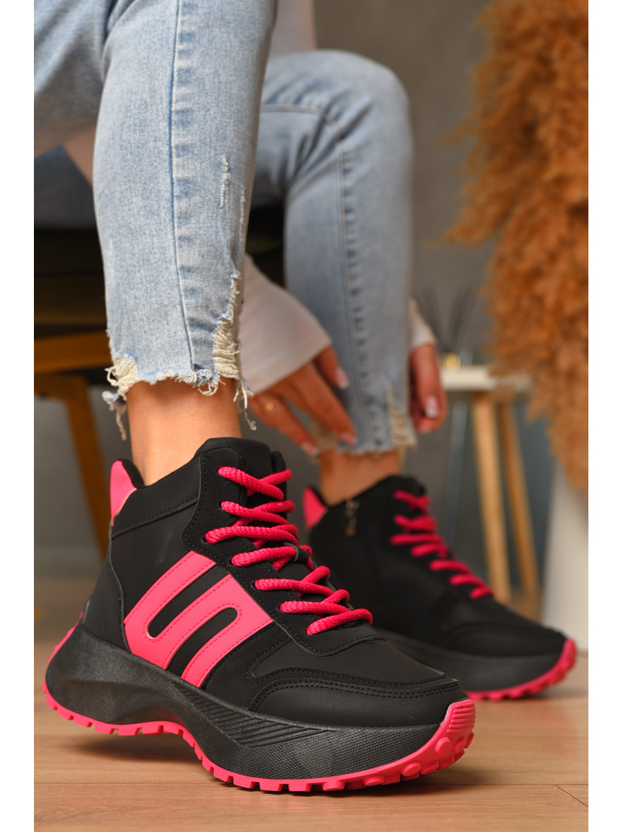 Ботинки женские зимниее черно-розового цвета х553-8 207631C