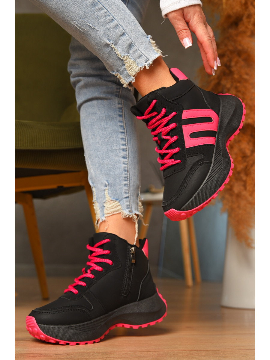 Ботинки женские зимниее черно-розового цвета х553-8 207631C