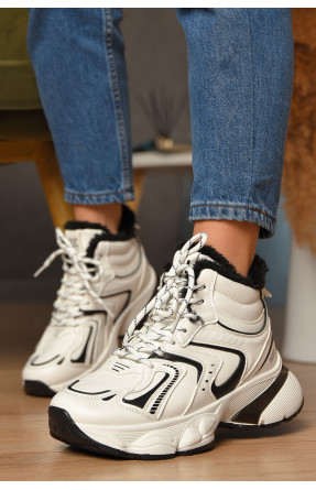 Кроссовки женские белого цвета на меху К908А-1 207634C