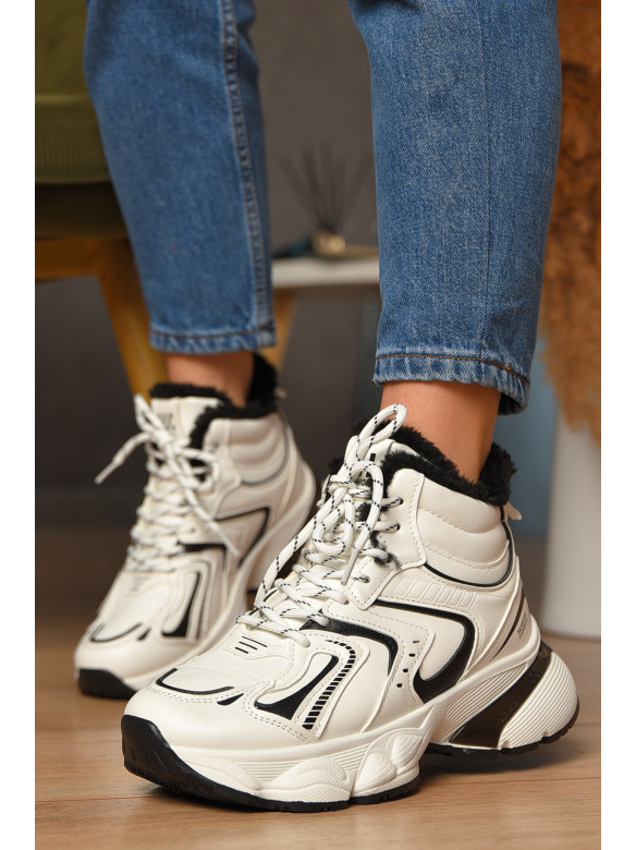 Кроссовки женские белого цвета на меху К908А-1 207634C