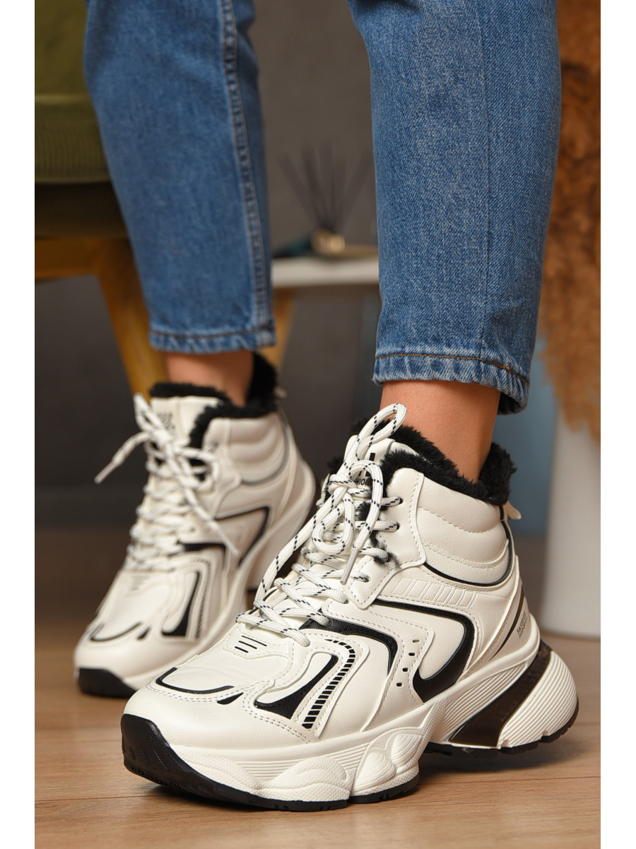 Кроссовки женские белого цвета на меху К908А-1 207634C