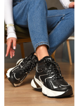 Кроссовки женские черного цвета на меху К908А 207636C