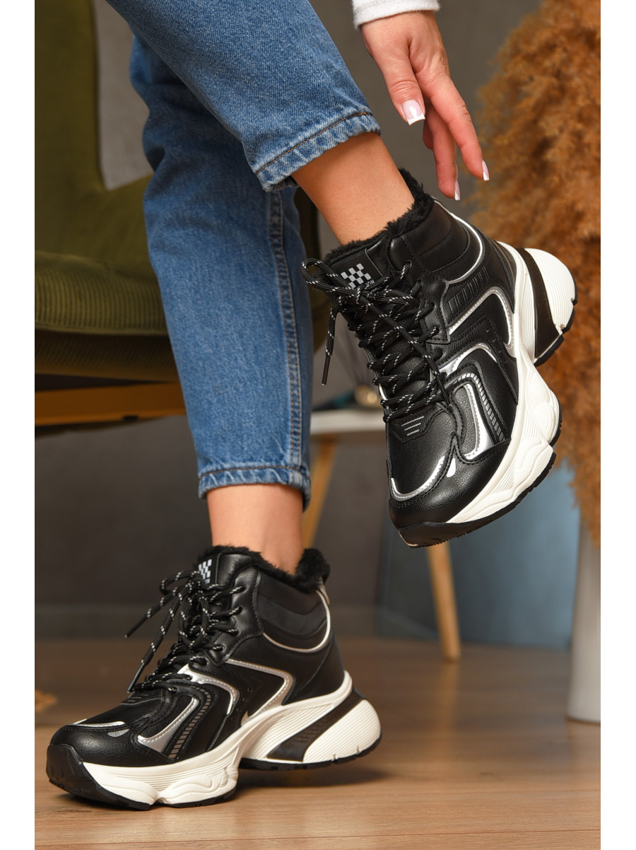 Кроссовки женские черного цвета на меху К908А 207636C