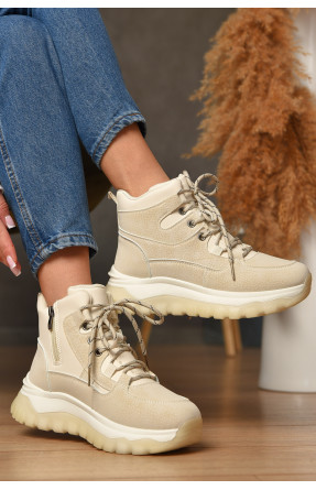 Кроссовки женские светло-бежевого цвета на меху К929-1 207637C