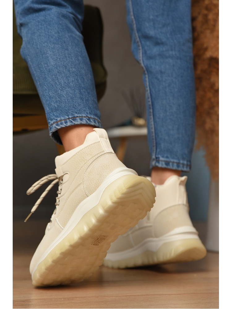 Кроссовки женские светло-бежевого цвета на меху К929-1 207637C