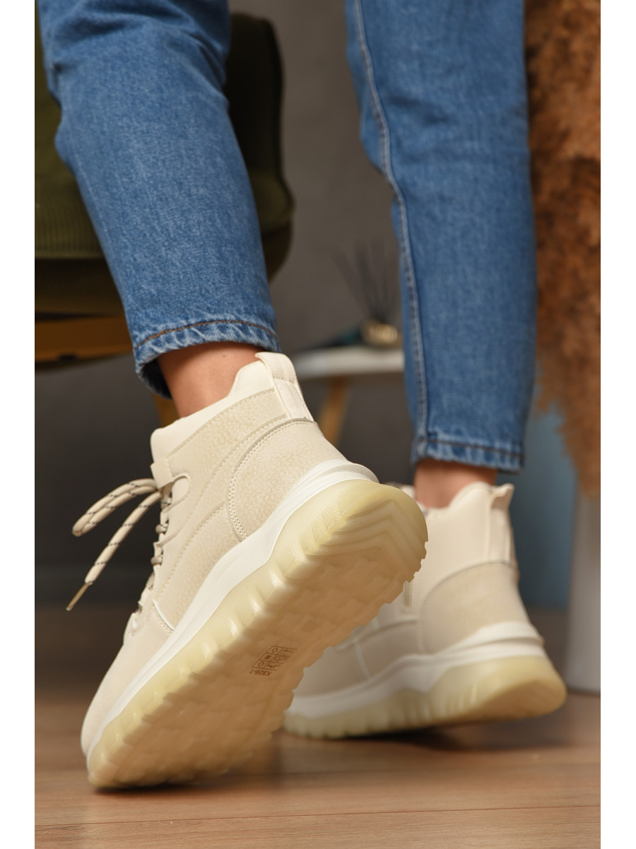 Кроссовки женские светло-бежевого цвета на меху К929-1 207637C