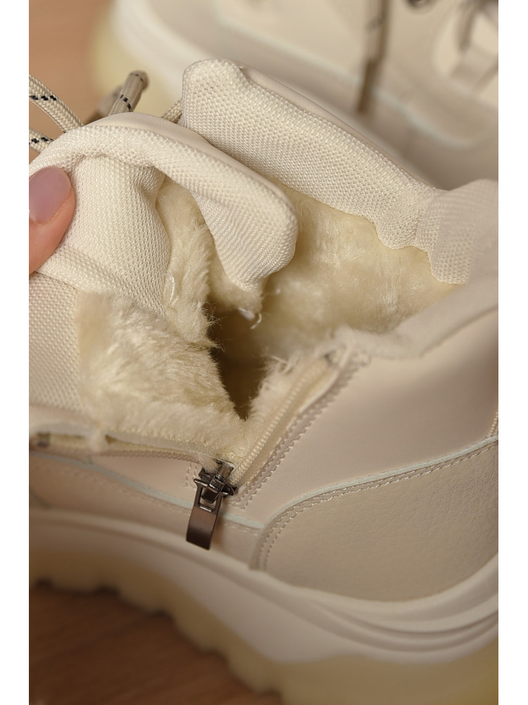 Кроссовки женские светло-бежевого цвета на меху К929-1 207637C