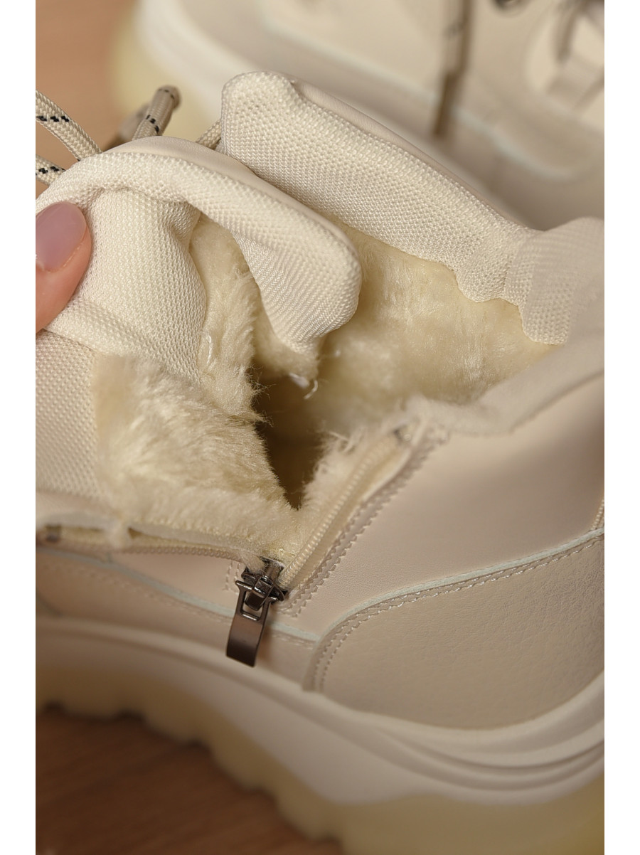 Кроссовки женские светло-бежевого цвета на меху К929-1 207637C